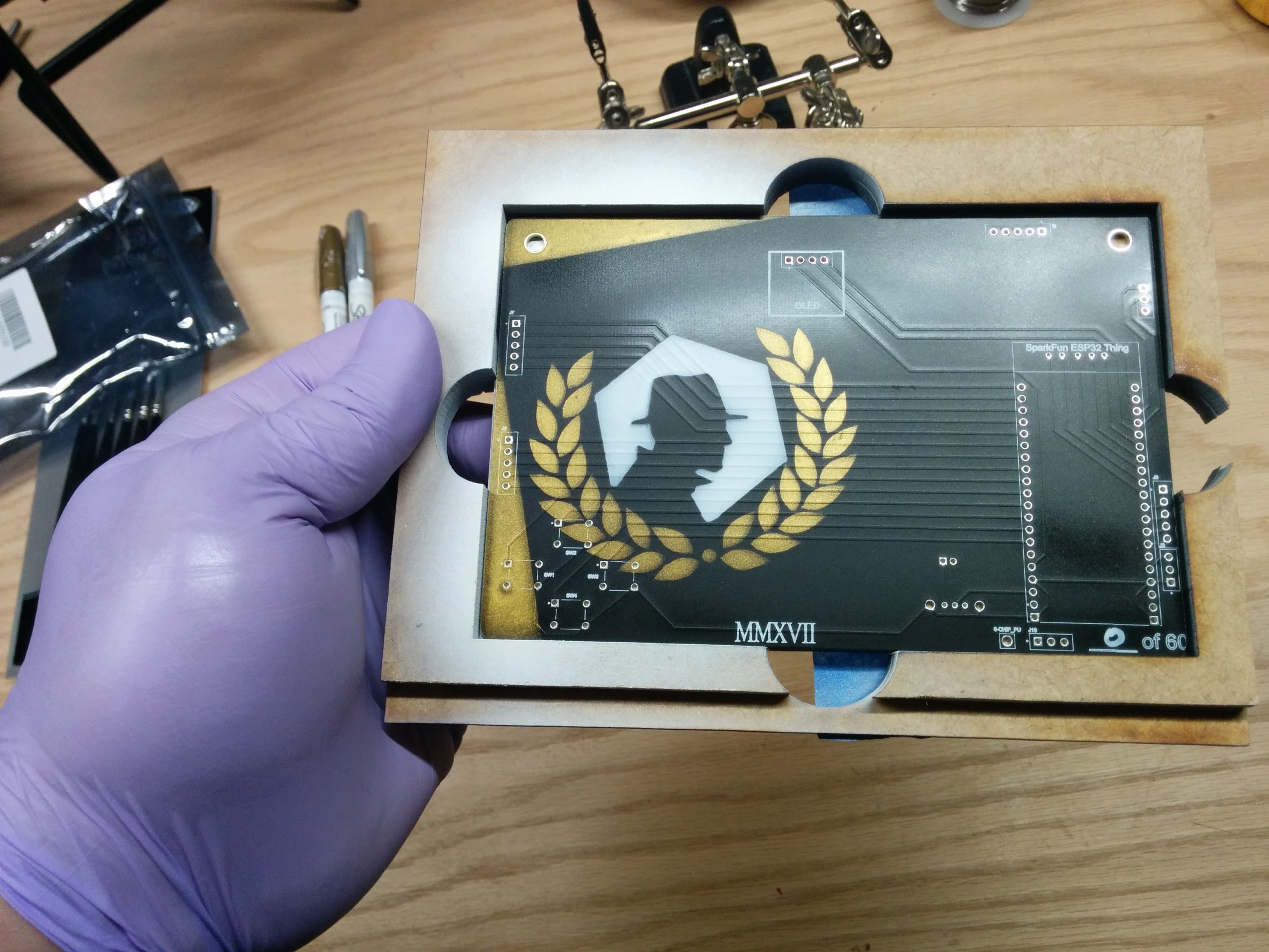 DEF CON SecKC 25 2017 — First Badge, Hand Airbrushed